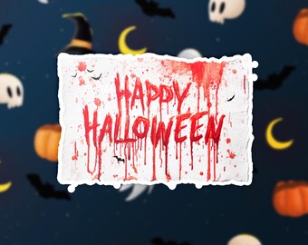 Halloween Stickers, Spooky Decor, Horror Vinyl Decal, Bloody Text Sticker, Creepy Gothic Indoor Decal