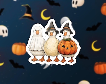 Halloween Duck Vinyl Sticker - Cute Ghost Witch Pumpkin Ducks - Laptop Decal - Fall Autumn Stickers - Duck Lover Gift- Halloween Sticker