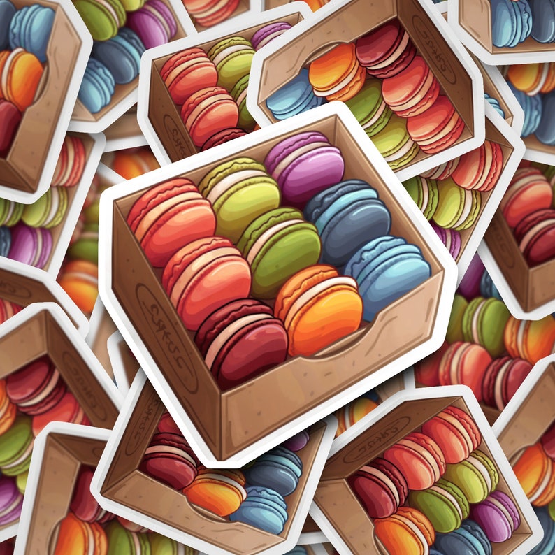 Cute Macarons Vinyl Sticker, Food Lover Gift, Fridge Sticker, Scrapbook ...