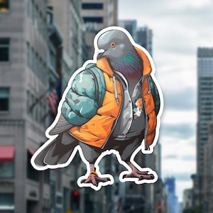 NYC Pigeon Sticker, New York City Laptop Decal, Urban Street Art, Vinyl Wall Sticker, City Souvenir, Bird Lover Gift