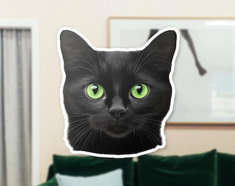 Realistic Black Cat Vinyl Sticker, Cat Lover Gift, Laptop Decal, Cute Cat Sticker, Pet Owner Gift