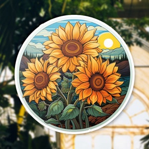 Sunflower Vinyl Sticker, Flower Decal, Laptop Sticker, Water Bottle Decal, Nature Inspired Gift