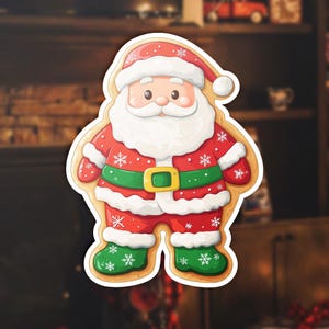 Pegatina de vinilo con forma de galleta navideña de Papá Noel, bonita decoración navideña, pegatina de invierno para portátil, regalo de Navidad, calcomanía festiva para coche