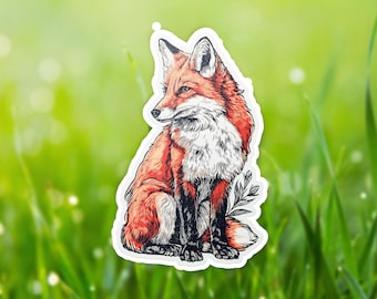 Red Fox Vinyl Sticker - Cute Animal Decal for Laptop Water Bottle Journal - Nature Wildlife Sticker - Forest Animal Art