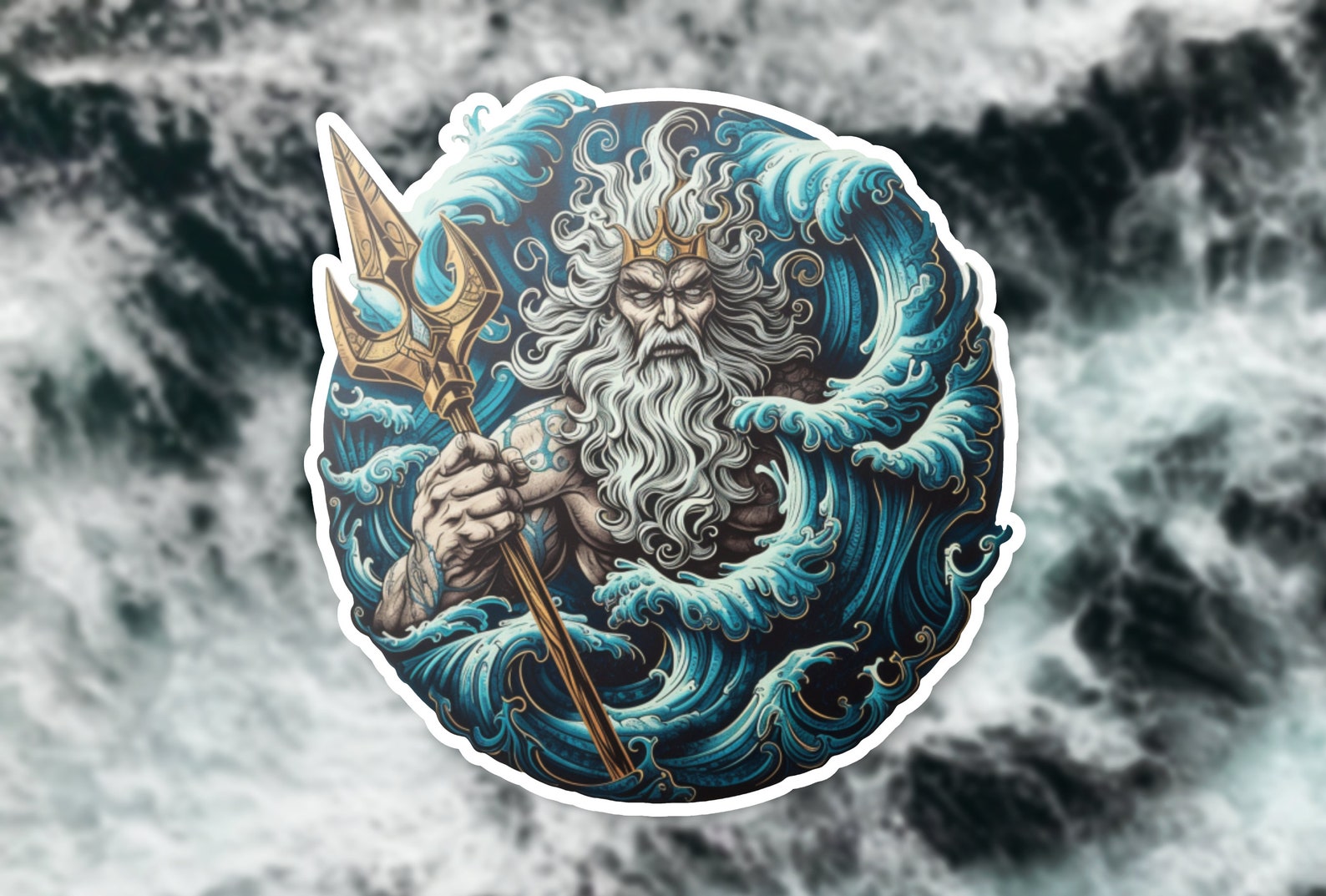 Poseidon Sticker Poseidon Sea God Sticker, Mythological Vinyl Decal, Oceanic Laptop ...