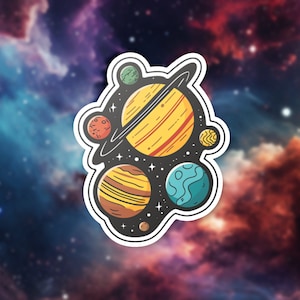 Planet Vinyl Sticker, Space Laptop Decal, Cosmic Car Sticker, Universe Gift, Astronomy Decor