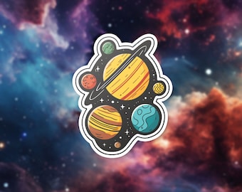 Planet Vinyl Sticker, Space Laptop Decal, Cosmic Car Sticker, Universe Gift, Astronomy Decor