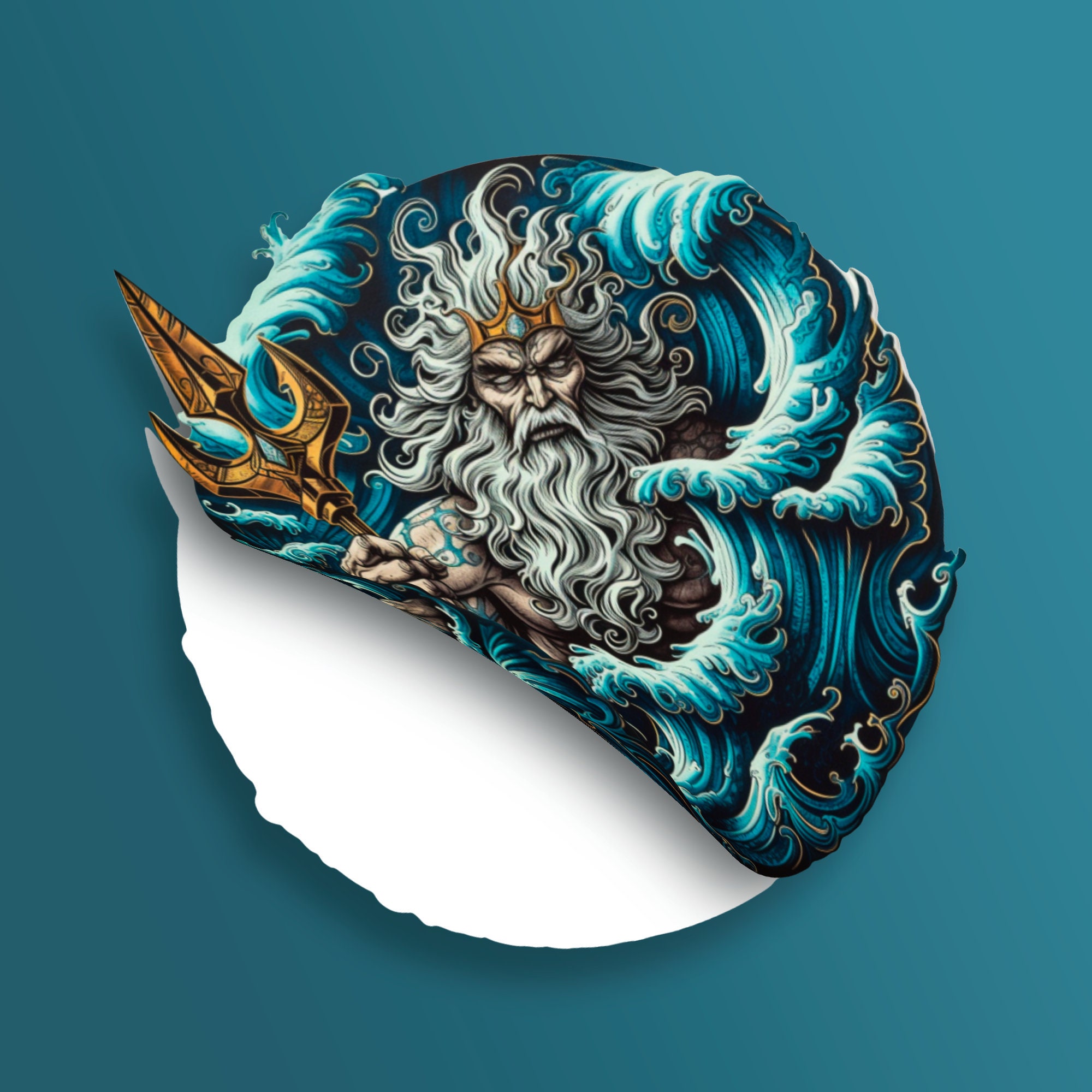 Poseidon Sticker Poseidon Sea God Sticker, Mythological Vinyl Decal, Oceanic Laptop ...