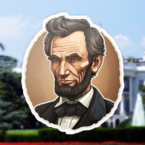 Historical President Abraham Lincoln Sticker, Vinyl Laptop Decal, American History Gift, Political Bumper Sticker