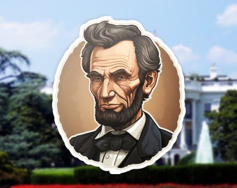 Historical President Abraham Lincoln Sticker, Vinyl Laptop Decal, American History Gift, Political Bumper Sticker
