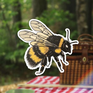 Cute Bumble Bee Laptop Sticker, Yellow Bee Decal, Nature Inspired Gift, Bee Hive Sticker, Honeybee Art
