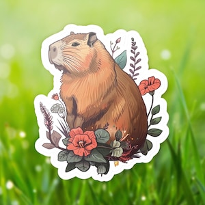 Capybara Vinyl Sticker, Laptop Decal, Animal Lover Gift, Cute Car Sticker, Wildlife Decal