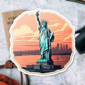 New York City Souvenir Sticker, NYC Skyline Decal, Statue of Liberty Laptop Sticker, Travel Gift