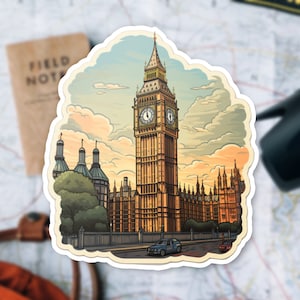 Big Ben Vinyl Sticker, Detailed London Landmark Decal, Perfect for Laptop or Notebook Decoration, Unique Travel Lover Gift