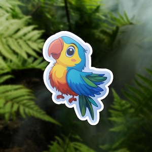 Colorful Parrot Vinyl Sticker, Tropical Bird Decal, Water Bottle Sticker, Adventure Sticker, Nature Lover Gift