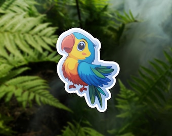Colorful Parrot Vinyl Sticker, Tropical Bird Decal, Water Bottle Sticker, Adventure Sticker, Nature Lover Gift