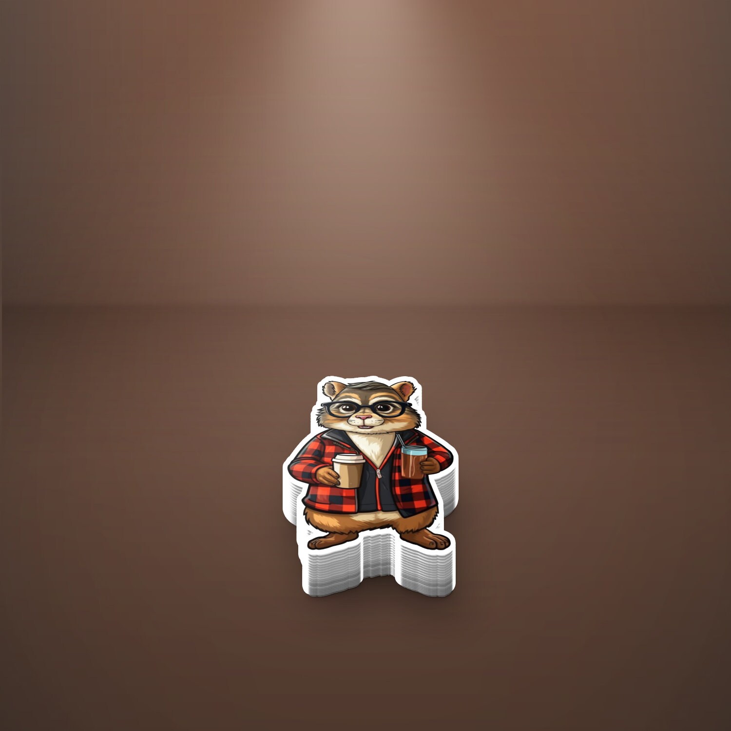 Chipmunk Sticker Chipmunk Drinking Coffee Vinyl Sticker, Hipster Animal Decal, Laptop ...