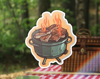 Grill Steak Vinyl Sticker, Foodie Gift, Meat Lover Decal, Barbecue Grill Decor, Summer BBQ Decor, Grill Master Sticker