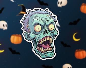Zombie Vinyl Sticker, Laptop Decal, Car Bumper Sticker, Horror Fan Gift, Halloween Decoration