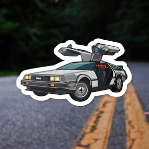 DeLorean Vinyl Sticker, Back to the Future Decal, Movie Car Sticker, Retro Car Decal