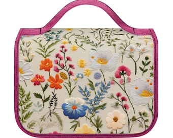Floral Hanging Toiletry Bag for Women, Travel Makeup Bag Organizer,
