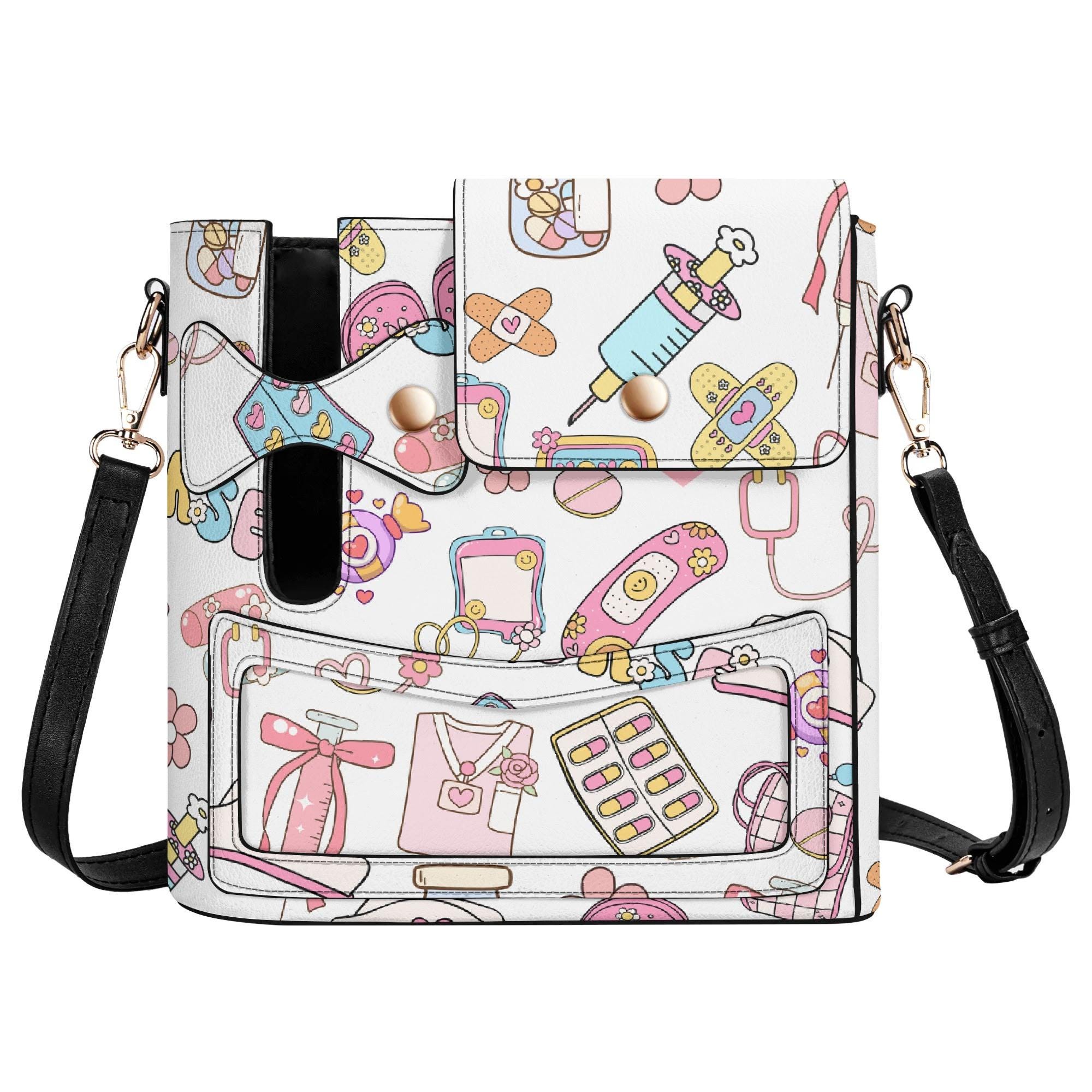 Nurse Tumbler Bag: PU Leather Crossbody Water Bottle Holder