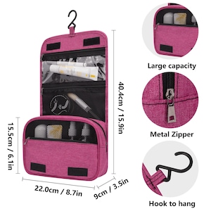 Hanging Toiletry Bag for Women, Travel Makeup Bag Organizer, image 6