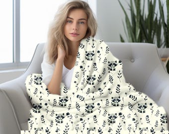 Raccoon Blanket: Cozy Plush Throw, Animal Print Home Decor