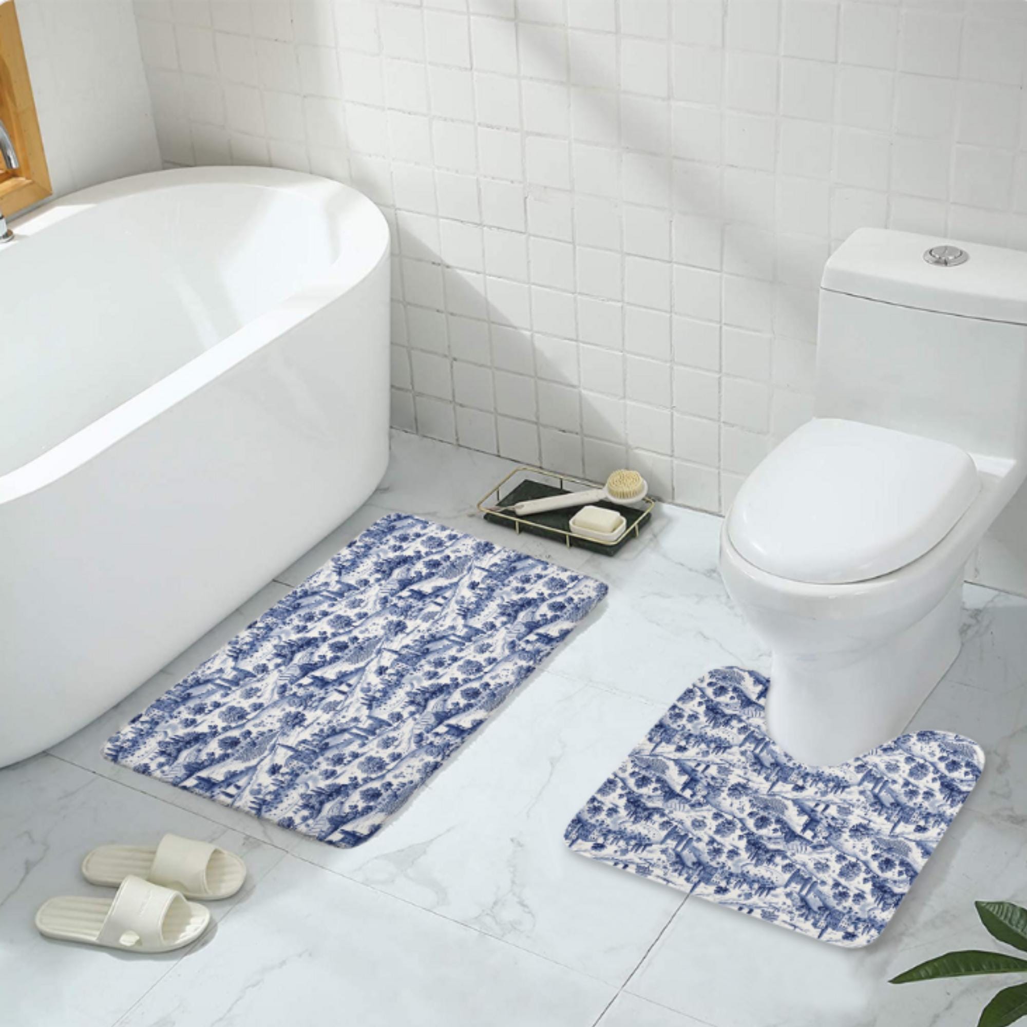 Drydiet Juego De 2 Alfombras De Baño Con Diseño De Rosas Y Flores Coquetas, Para Decoración De Habitación, Alfombras Florales Para Baño, Dormitorio, Sala De Estar, Antideslizantes, Absorbentes