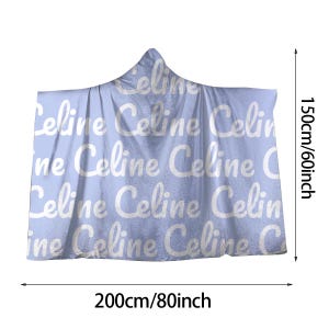 Personalized Blue Fleece Hooded Blanket: Oversized Adult Cape image 9