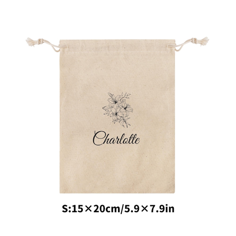Personalized Cotton Drawstring Pouch: Custom Dust Bag, Travel Storage image 3
