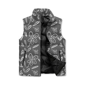 Floral Women Puffer Vest, Exclusive Minimalist Sleeveless Jacket. Women&#39;s Winter Puffer Coat Gift for Her