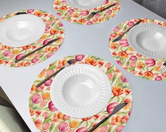 Floral Cottagecore Placemats (Set of 4) - Waterproof Polyester Table Decor