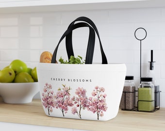 Insulated Lunch Bag - Cherry Blossom Print Floral Watercolor Boho Bag,  Your Meals Fresh in Style