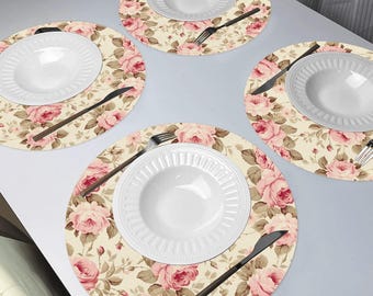 Floral Cottagecore Placemats (Set of 4) - Waterproof Polyester Table Decor