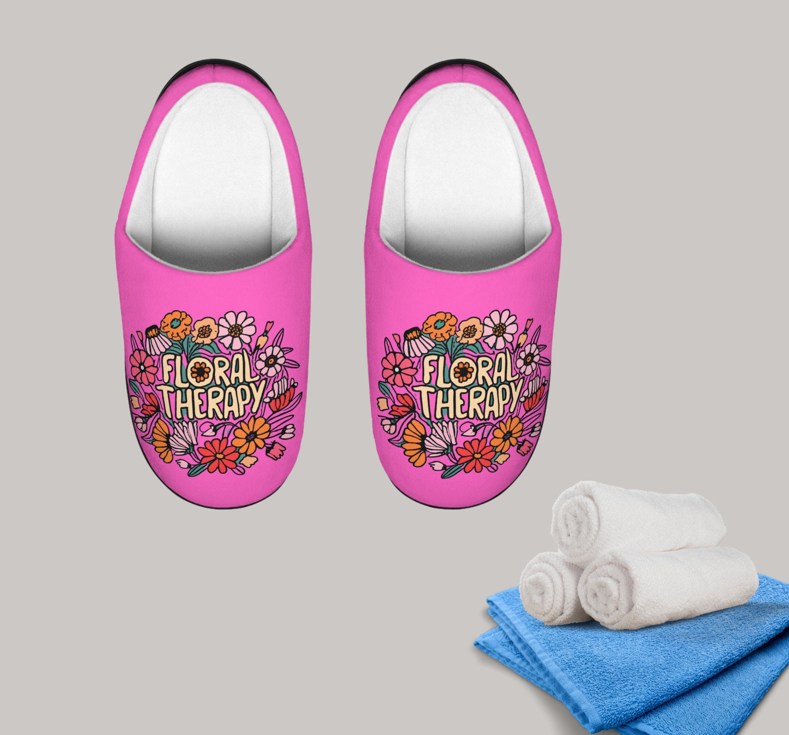 Hawaiian Floral Tropical Flower Red Hibiscus Pattern Print Premium Home Slippers