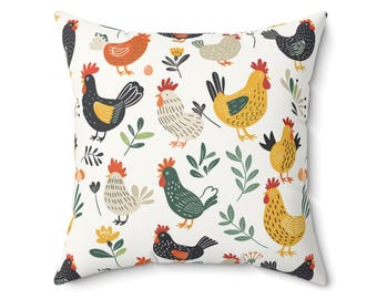 Chicken Lovers Cushion Farmhouse Decor Faux Suede Throw Pillow with Insert Included Unique Chicken