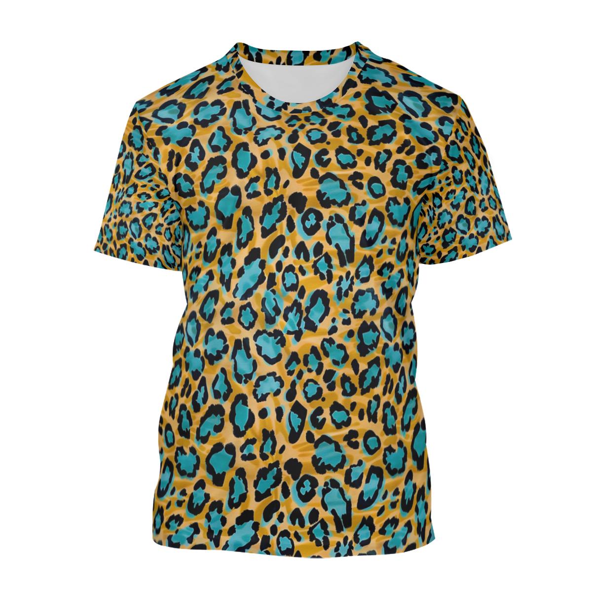 【新品】davryu leopard TEE Lsize Turquoise Leopard Print T-shirt: Lightweight Trendy Women's Tee - Etsy