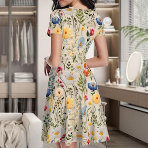 Floral Summer Blue Dress, Hawaiian Sun Beach Outfits, Tropical Summer Beach Dress ,Hawaii Themed Pool Party Attire Floral Dress For Her