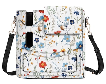 Floral Tumbler Bag: PU Leather Crossbody Water Bottle Holder