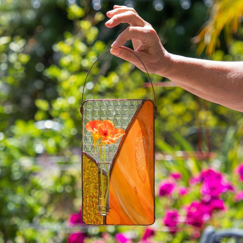 Stained Glass Wall Vase Etsy