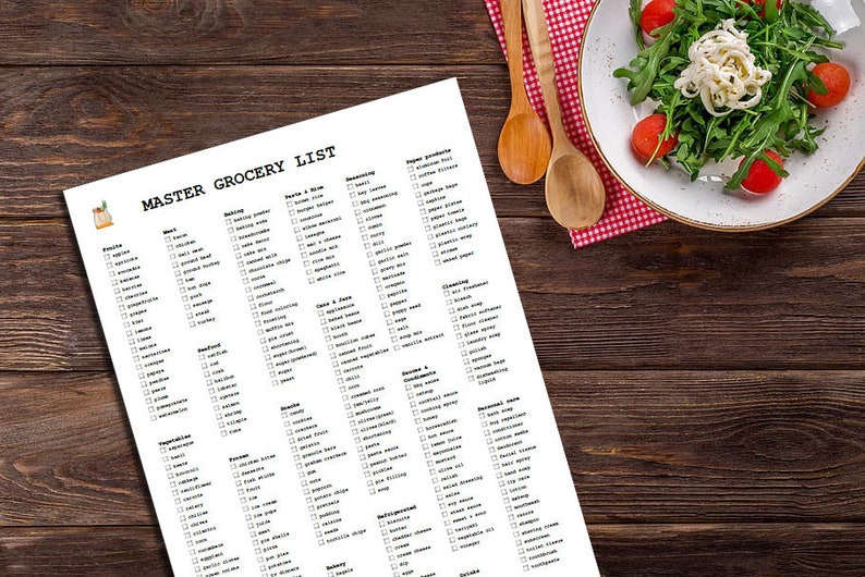 Master Shopping List Template .docx Instant Digital Download Word ...