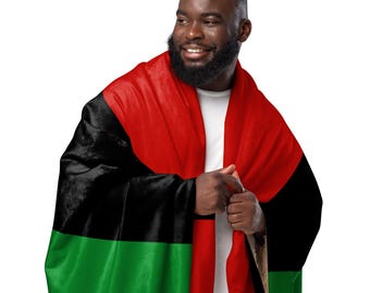 Red, Black, and Green Liberation Flag Sherpa Blanket, Luxury Cultural Sherpa Throw, Marcus Garvey flag, RBG - ERODA Lifestyles
