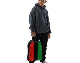 Red, Black, and Green (Vertical) Flag Backpack,  Liberation Flag School Bag, Pan-African Flag Travel Bookbag, RBG Bag - ERODA Lifestyles