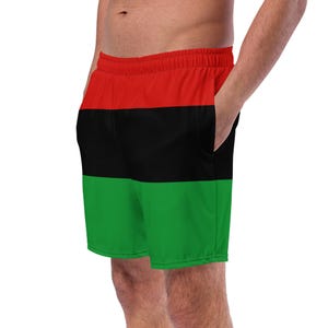 Rode, zwarte en groene vlag (maten 2XS-6XL), gerecyclede zwembroeken voor heren en jongens, pan-Afrikaanse zwemkleding voor heren en jongens - ERODA Lifestyles