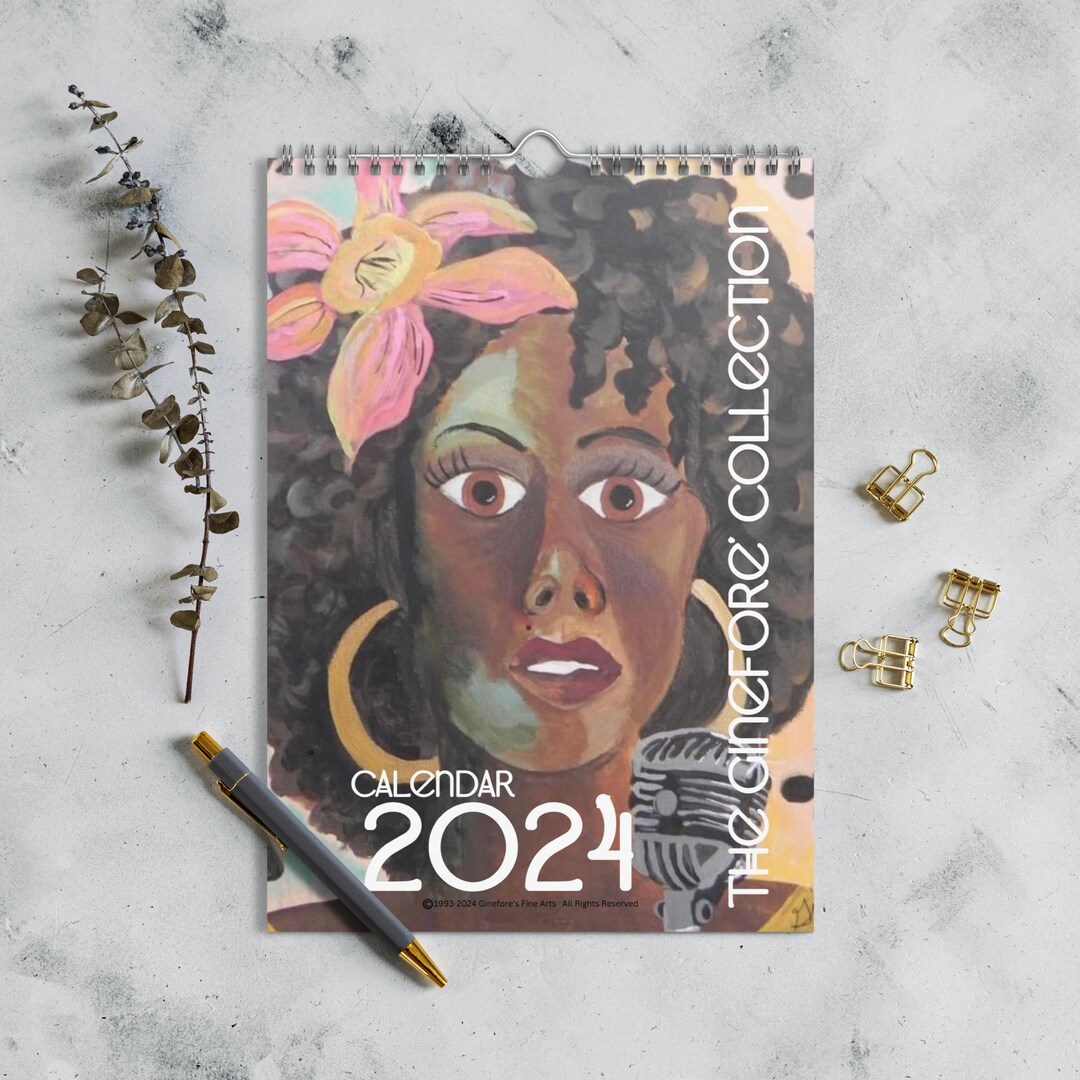2024 Wall Calendar, Black Woman Calendar, Wall Art Calendar, Black Art