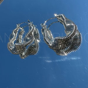 Trendy Silver Hooped Styled Earrings - Statement Piece - Stylish Earrings Necklace - Abstract - Intricate Designs - High End