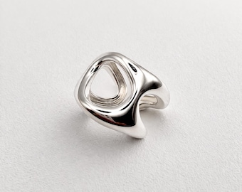 Sculptural Open Silver Ring – Modern Minimalist Statement Jewelry