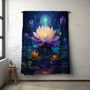 Velveteen Psychedelic Blanket, Trippy Lotus Blanket, Colorful Home Decor, Housewarming Gift, VB002