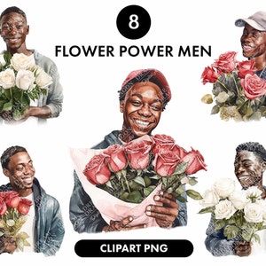 Flower power men, Black men clipart, Card making, Digital sticker, Valentines day, Digital download, Commercial use, Clipart png